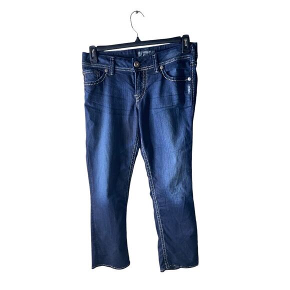 Silver Jeans Suki Capri Women's Size W29/8 Stitched Stretched Dark Wash Denim - Picture 1 of 12